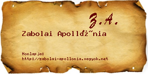 Zabolai Apollónia névjegykártya